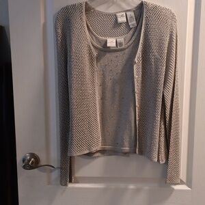 Emma James Shimmering Silver Tank Top, Sweater Set, Very Pretty